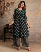 Viscose Rayon Printed A-Line 3 Piece Kurta Set