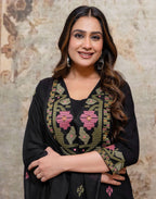 Skylee Cotton Embroidered Straight 3 Piece Kurta Set For Woman