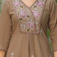 Cotton Embroidered A-line Kurta with Pant & Dupatta