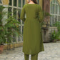 Cotton Embroidered A-line Kurta with Pant & Dupatta
