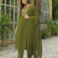 Cotton Embroidered A-line Kurta with Pant & Dupatta