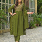 Cotton Embroidered A-line Kurta with Pant & Dupatta