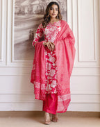 Viscose Rayon Floral Print Straight 3 Piece Kurta Set