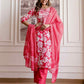 Cotton Printed Straight Kurta with Pant & Dupatta