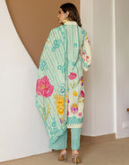Viscose Rayon Floral Print A-Line 3 Piece Kurta Set