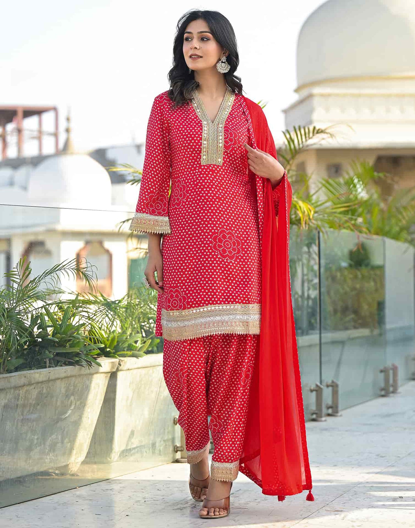 Silk Printed Straight Kurta with Pant & Dupatta