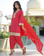 Cotton Embroidered Straight 3 Piece Kurta Set
