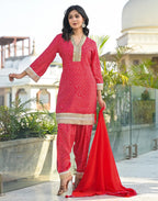 Cotton Embroidered Straight 3 Piece Kurta Set
