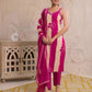 Pink Cotton Printed Straight Kurta Set with Pant & Dupatta V-Neck Casual & Office Wear for Women