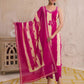 Pink Cotton Printed Straight Kurta Set with Pant & Dupatta V-Neck Casual & Office Wear for Women