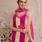 Pink Cotton Printed Straight Kurta Set with Pant & Dupatta V-Neck Casual & Office Wear for Women