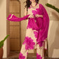 Pink Cotton Printed Straight Kurta Set with Pant & Dupatta V-Neck Casual & Office Wear for Women