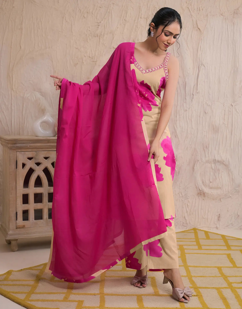 Viscose Rayon Embroidered Straight 3 Piece Kurta Set