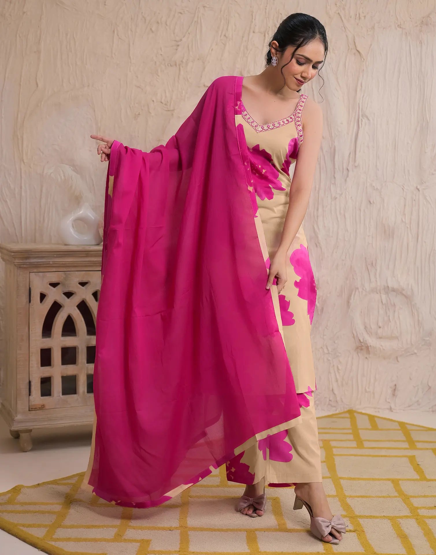 Viscose Rayon Embroidered Straight 3 Piece Kurta Set