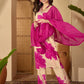 Pink Cotton Printed Straight Kurta Set with Pant & Dupatta V-Neck Casual & Office Wear for Women