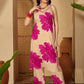 Pink Cotton Printed Straight Kurta Set with Pant & Dupatta V-Neck Casual & Office Wear for Women