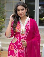 Muslin Floral Print Straight 3 Piece Kurta Set