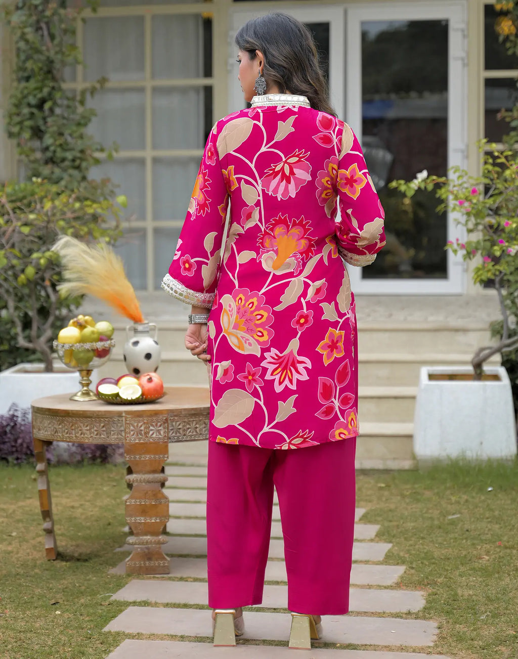 Muslin Floral Print Straight 3 Piece Kurta Set