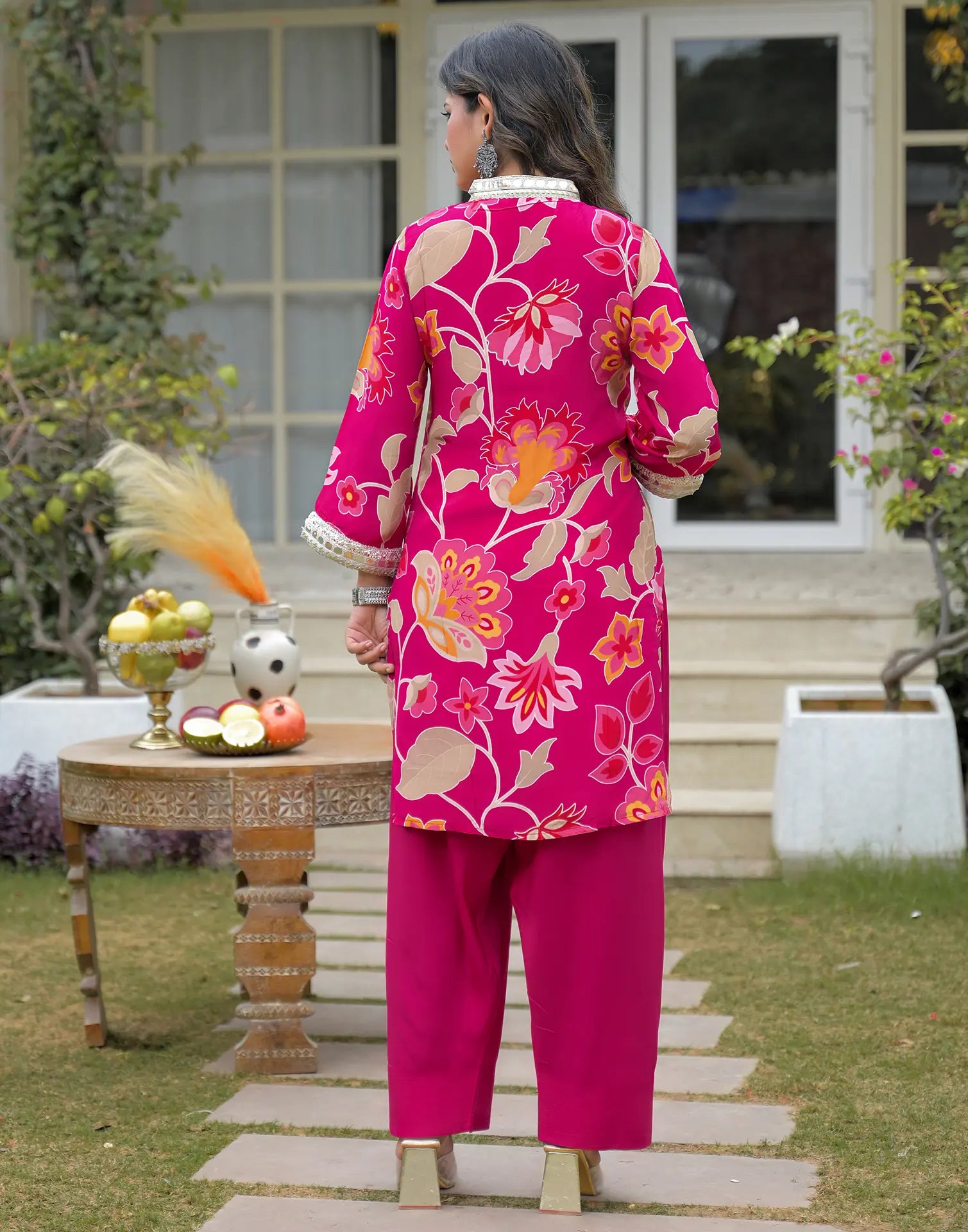 Muslin Floral Print Straight 3 Piece Kurta Set