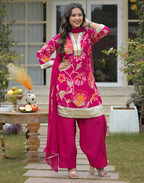 Muslin Floral Print Straight 3 Piece Kurta Set