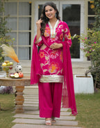 Muslin Floral Print Straight 3 Piece Kurta Set