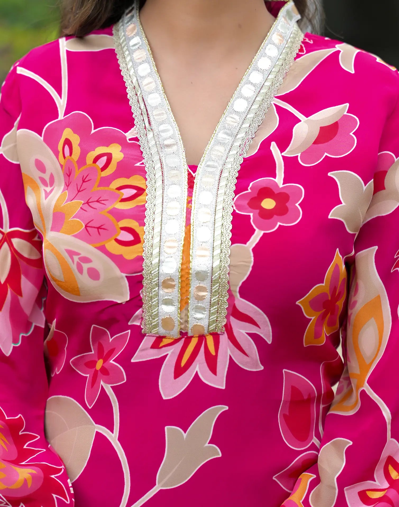 Muslin Floral Print Straight 3 Piece Kurta Set
