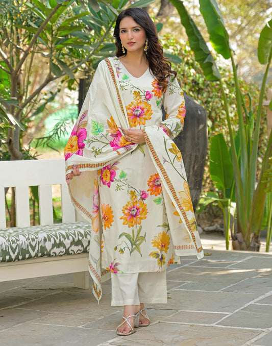 Cotton Printed Straight 3 Piece Kurta Set