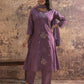 Purple Cotton Embroidered Anarkali Kurta Set with Dupatta V-Neck Casual & Office Wear for Women