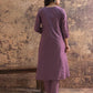 Purple Cotton Embroidered Anarkali Kurta Set with Dupatta V-Neck Casual & Office Wear for Women