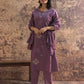 Purple Cotton Embroidered Anarkali Kurta Set with Dupatta V-Neck Casual & Office Wear for Women