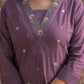 Purple Cotton Embroidered Anarkali Kurta Set with Dupatta V-Neck Casual & Office Wear for Women