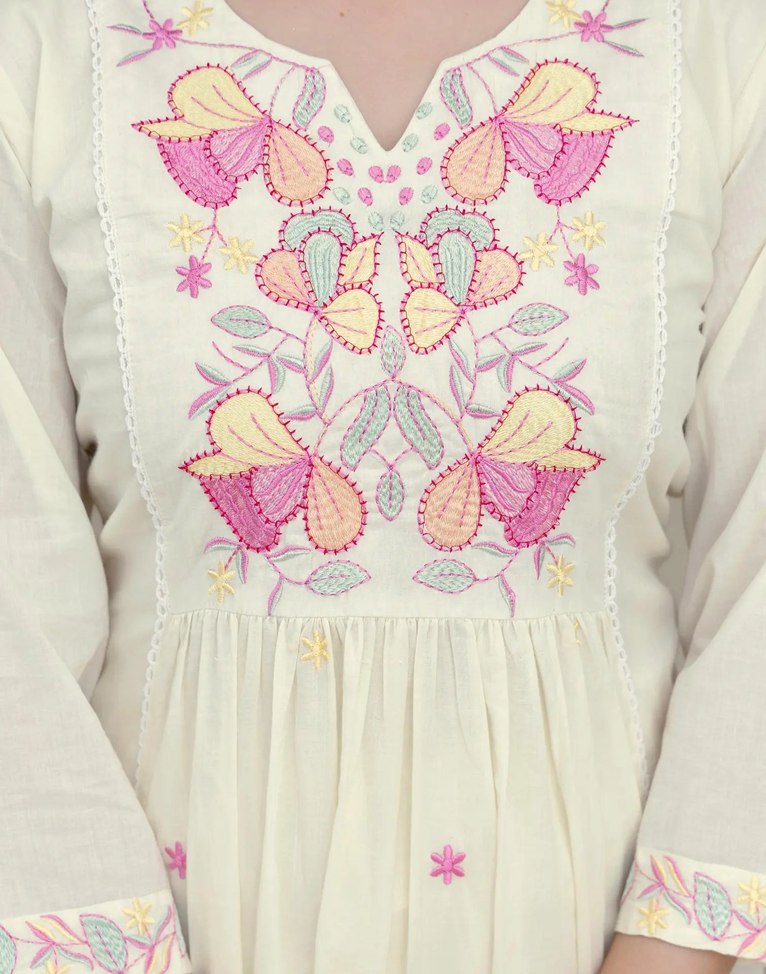 Pure Cotton Embroidered Anarkali 3 Piece Kurta Set