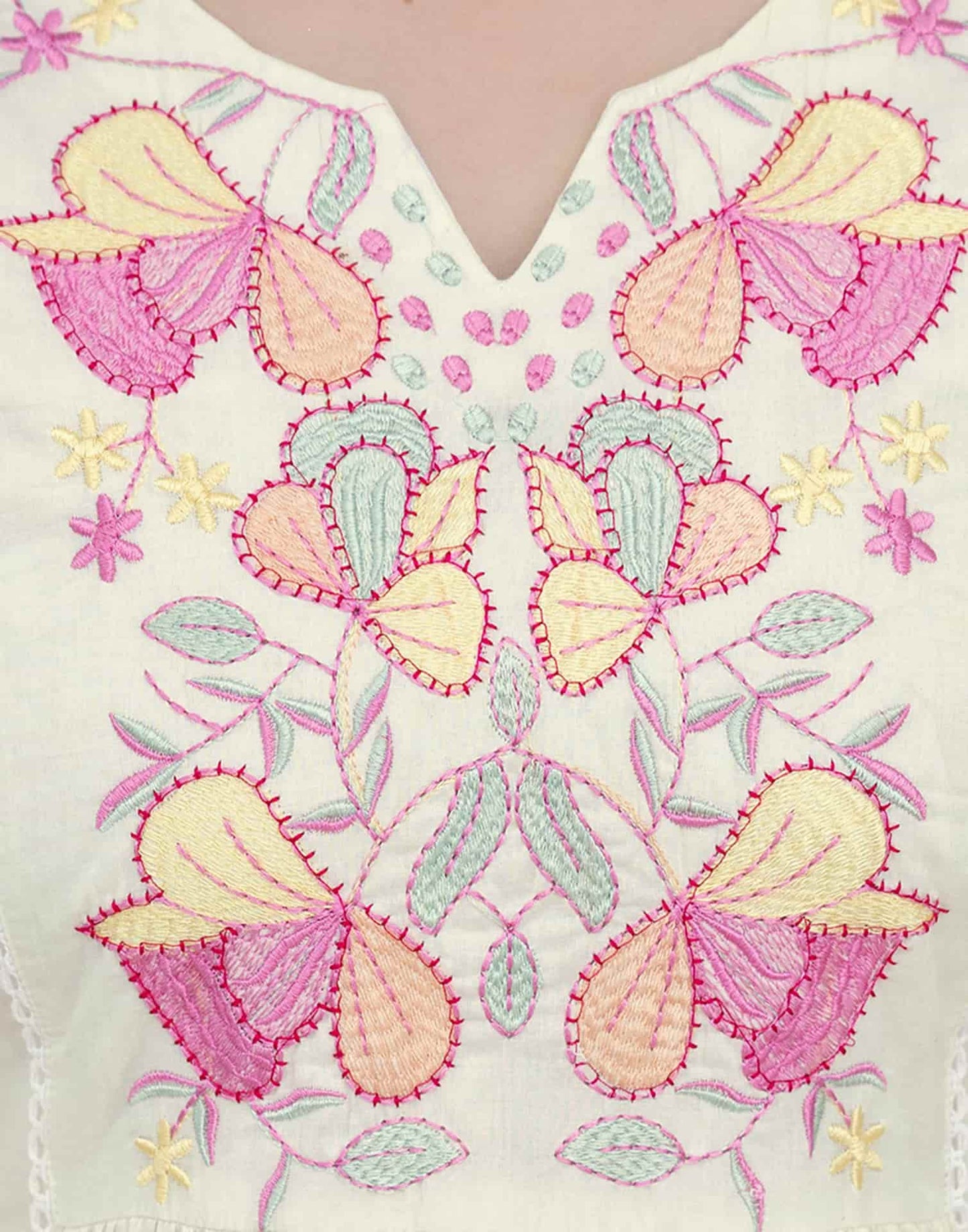 Cotton Embroidered A-line Kurta with Pant & Dupatta