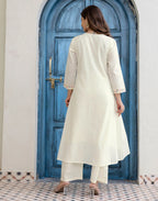 Pure Cotton Embroidered Anarkali 3 Piece Kurta Set