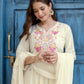 Cotton Embroidered A-line Kurta with Pant & Dupatta