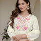 Cotton Embroidered A-line Kurta with Pant & Dupatta