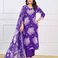 Cotton Straight Printed V-Neck Kurta with Pant & Dupatta