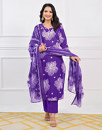 Viscose Rayon Floral Print Straight 3 Piece Kurta Set