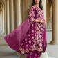 Maroon Cotton Printed Anarkali Kurta Set with Square Neck, Pant & Dupatta  Perfect for Office, Daily & Casual Wear