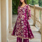 Maroon Cotton Printed Anarkali Kurta Set with Square Neck, Pant & Dupatta  Perfect for Office, Daily & Casual Wear