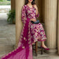 Maroon Cotton Printed Anarkali Kurta Set with Square Neck, Pant & Dupatta  Perfect for Office, Daily & Casual Wear