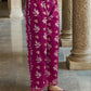Maroon Cotton Printed Anarkali Kurta Set with Square Neck, Pant & Dupatta  Perfect for Office, Daily & Casual Wear