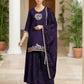 Elegant Purple Silk Embroidered Kurta Set with Sharara & Dupatta Perfect Diwali & Wedding Ethnic Wear