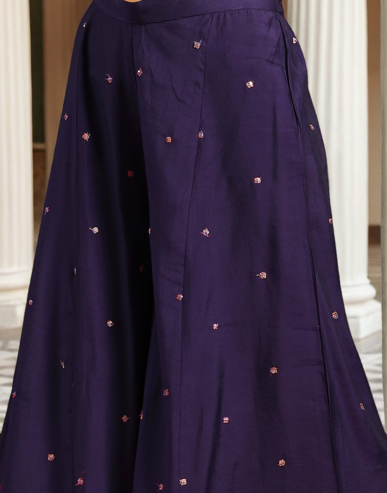 Elegant Purple Silk Embroidered Kurta Set with Sharara & Dupatta Perfect Diwali & Wedding Ethnic Wear