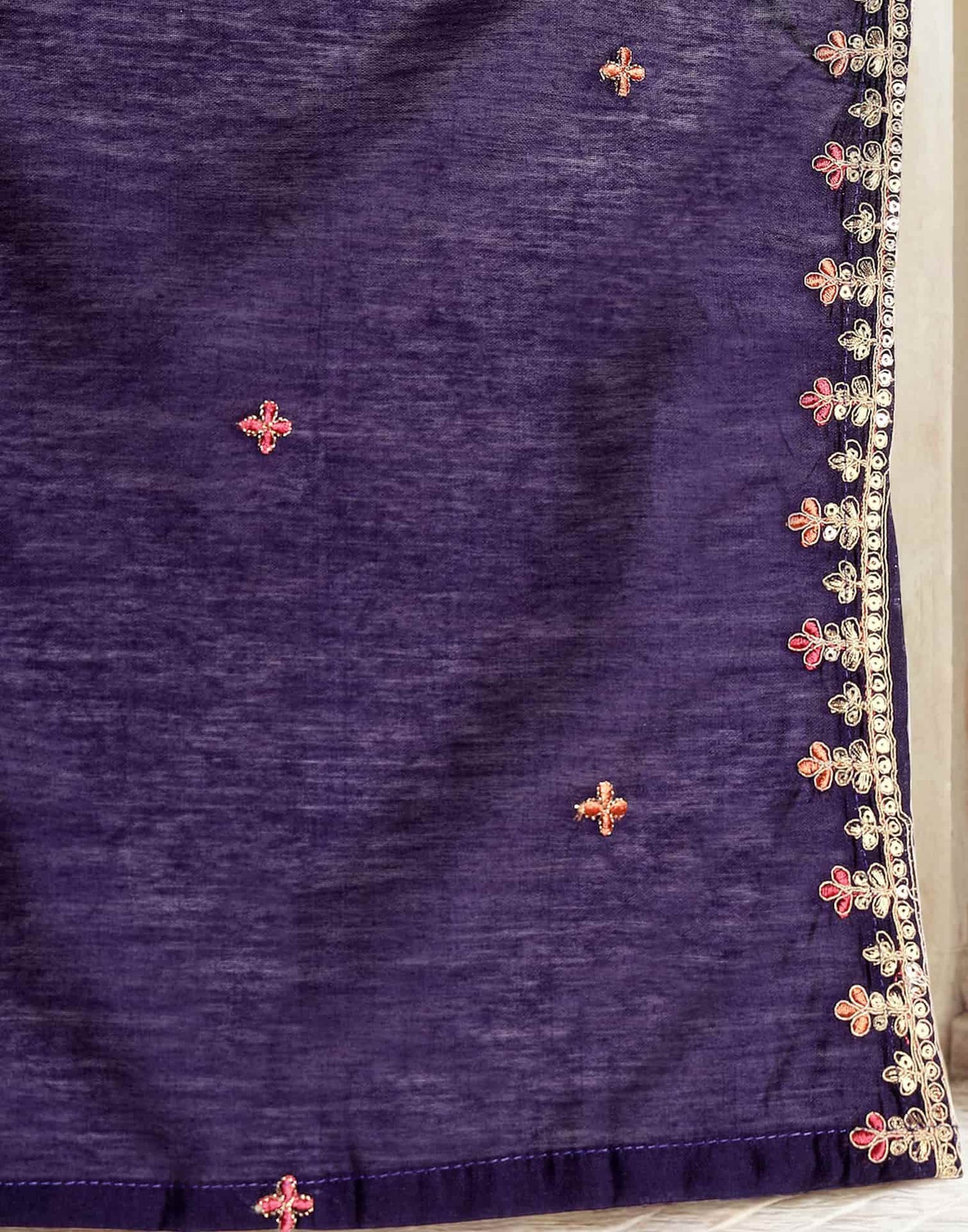 Elegant Purple Silk Embroidered Kurta Set with Sharara & Dupatta Perfect Diwali & Wedding Ethnic Wear