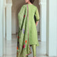 Green Silk Embroidered A-Line Kurta Set with Pant & Dupatta Elegant Festive Wear for Diwali