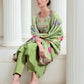 Green Silk Embroidered A-Line Kurta Set with Pant & Dupatta Elegant Festive Wear for Diwali