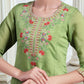 Green Silk Embroidered A-Line Kurta Set with Pant & Dupatta Elegant Festive Wear for Diwali