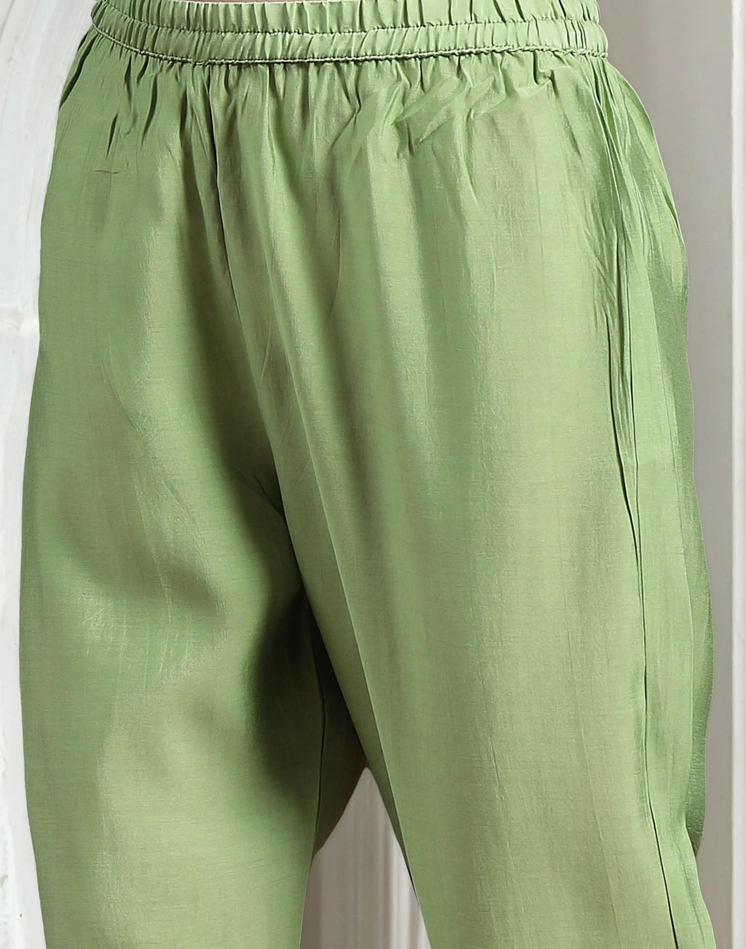Green Silk Embroidered A-Line Kurta Set with Pant & Dupatta Elegant Festive Wear for Diwali
