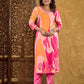 Cotton Straight Printed V-Neck Kurta with Pant & Dupatta